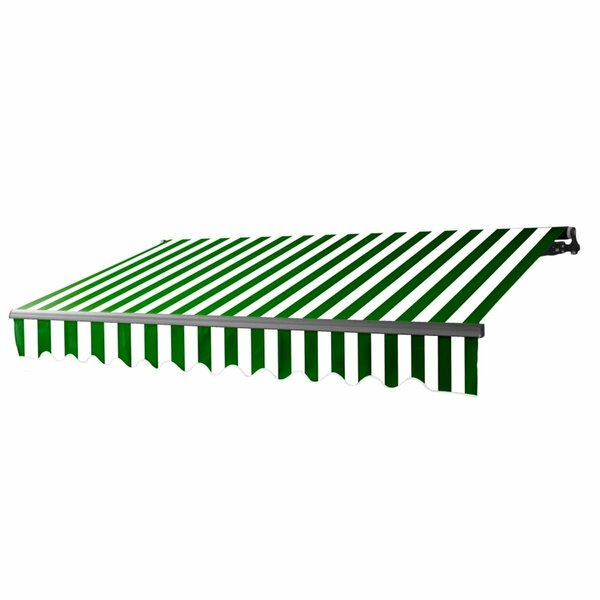 Aleko 20 x 10 ft. Motorized Retractable Home Patio Canopy Awning, Green & White ABM20X10GRWH00-UNB